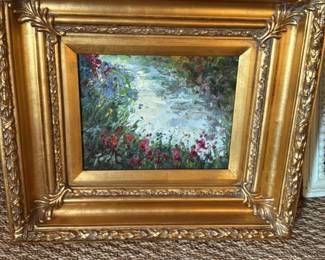 Impressionist Garden Scene Oil Painting