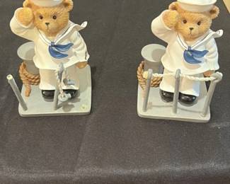 Pair of "Homeward Bound" Sailor Teddy Bear Figurines by Boyds Bears & Friends