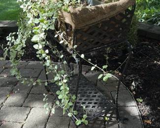 Ornate Cast Iron Garden Bench with Planter