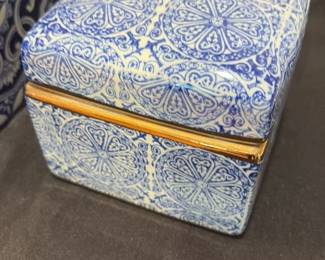 Blue and White Ceramic Hinged Box
