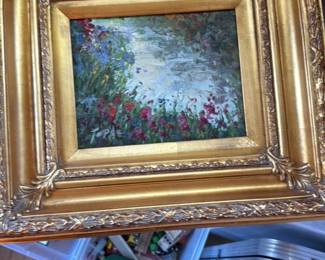 Impressionist Garden Scene Oil Painting