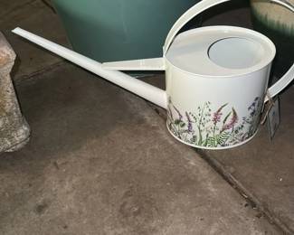 Decorative Metal Watering Can with Floral Design