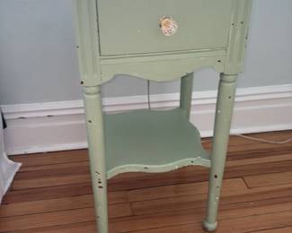 Vintage Single Drawer Pedestal Table with Shelf