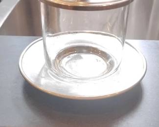 Glass Jam Jar with Silver-plated Lid and Saucer