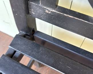 Black Metal Garden Bench with Geometric Design