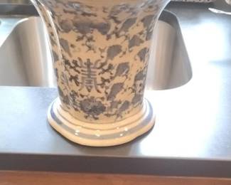 Blue and White Chinese Vase with 'Shou; Character