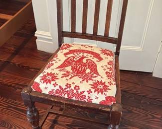 Antique American Eagle Upholstered Chair