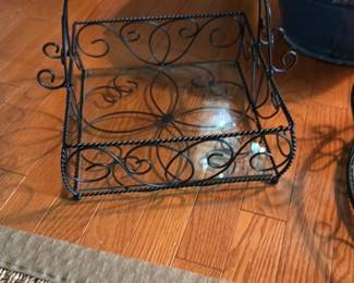 Wrought Iron and Glass Fruit Basket