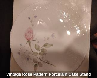 Vintage Rose Pattern Porcelain Cake Stand