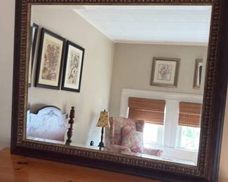 Ornate Gilt and Dark Wood Mirror