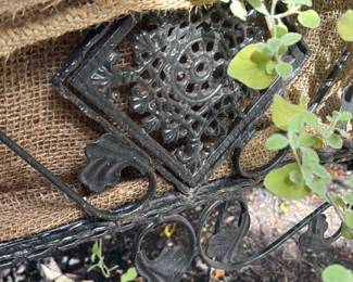 Ornate Cast Iron Garden Bench with Planter
