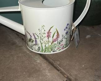 Decorative Metal Watering Can with Floral Design