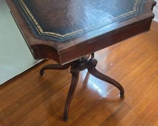 Antique Leather Inset Campaign Table