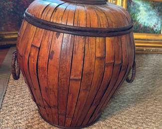 Vintage Bamboo Basket with Lid