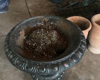 Cast Iron Urn Planter with Cherub Relief