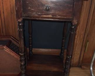 Antique Spindle Leg Side Table with Drawer