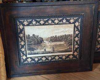 Antique Framed Engraving of "A View of the Lake in the Gardens at..."