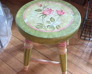 Hand Painted Rose Stool