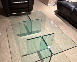Mid-Century Italian Crystal Glass Coffee Table, 1970s