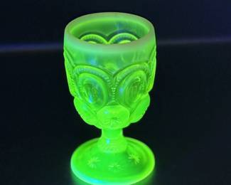 Uranium Glass Goblet with Pressed Design
