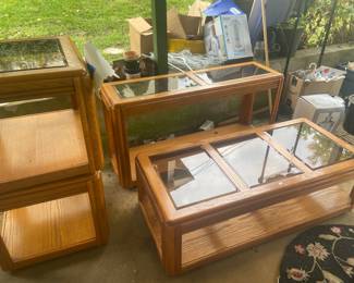 Wood and Glasstop side, coffee and console tables