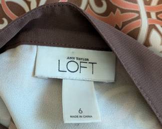 Closeup of vintage Ann Taylor Loft brown pink baby doll cami tank top size 6