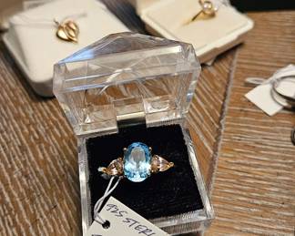 Sterling silver and topaz rings, gold rings, pearl and gold, amber and sterling - beautiful rings to choose from at this estate sale!
