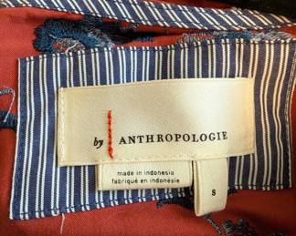 Closeup of Anthropologie embroidered Juniper swing dress size S