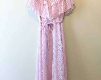 Vintage formal pink ruffled maxi dress