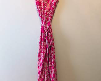 Banana Republic fuchsia and gold print sleeveless wrap dress size 6
