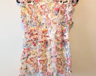 Express short sleeve woven lace floral pattern top