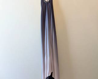 A BCBG Max Azria ombre blue to silver maxi dress size M