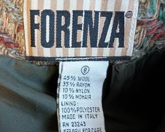 Closeup of Forenza wool blend plaid mini skirt made in Italy, size 8