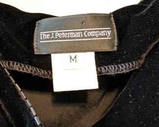 Closeup of The J. Peterman Company black velvet silk blend beaded neck sleeveless top