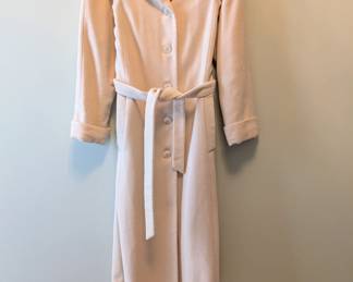 A beautiful Donatella pale gold wool blend belted trench coat 