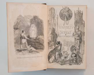Inside pages of antique 1852 hardcover of The Waverly Novels by Sir Walter Scott, Volume V The Monastery—The Abbot; Abbotsford Edition, published by Lippincott, Grambo & Co. Philadelphia 1852   