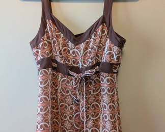 Vintage Ann Taylor Loft brown pink baby doll cami tank top size 6