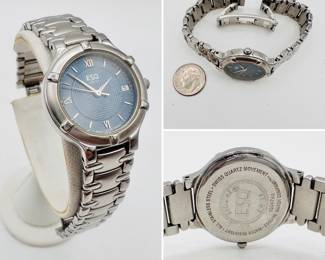 ESQ wrist watch Esquire 100474A Swiss stainless steel  quartz watch with a blue face and date window