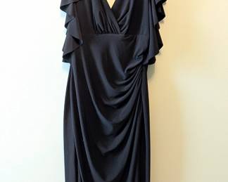 Ralph Lauren black sleeveless ruffle surplice v-neck evening dress size 6