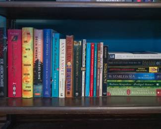 Half a King by Joe Abercrombie, The Girl with the Dragon Tattoo by Stieg Larsson, Where the Crawdads Sing by Delia Owens; books by Tony Hillerman, Anne Lamott, Joseph Boyden, Lynne Reid Banks, Neil Gaiman, Barbara Kingsolver