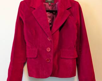 Colebrook cherry red velveteen three-button blazer 