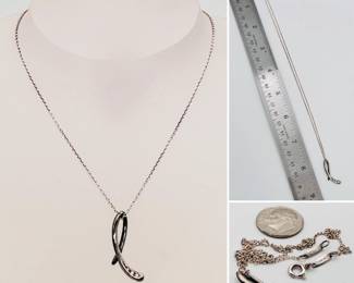 A Tiffany & Co. sterling silver and diamond Elsa Peretti letter "L" necklace 
