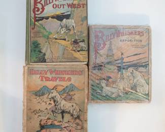 Antique hardcover children's books Billy Whiskers Out West, Billy Whiskers' Travels, Billy Whiskers At The Exhibition by Frances Trego Montgomery