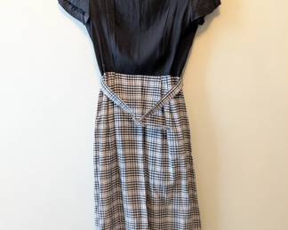 Adorable vintage Roseweb black and white plaid two piece dress with jacket