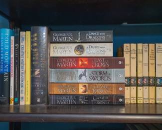 Nancy Drew mystery series by Carolyn Keene, many books by George R. R. Martin including Game of Thrones, A Storm of Swords, A Dance with Dragons I and II, A Feast for Crows, A Clash of Kings