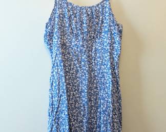 Blue and white floral pattern strappy minidress