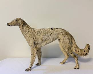 Rare antique Hubley cast iron Borzoi or Russian Wolfhound dog doorstop - statue, art, sculpture!