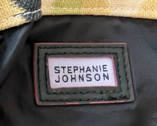 Closeup of Stephanie Johnson canvas cinch shoulder bag