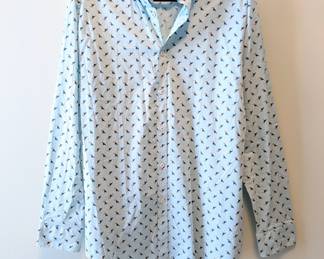 Penguin by Munsingwear light blue long-sleeve button front shirt with toucan bird pattern