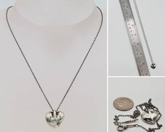 A signed Tiffany & Co. sterling silver heart shape pendant necklace made for Tiffany in Spain